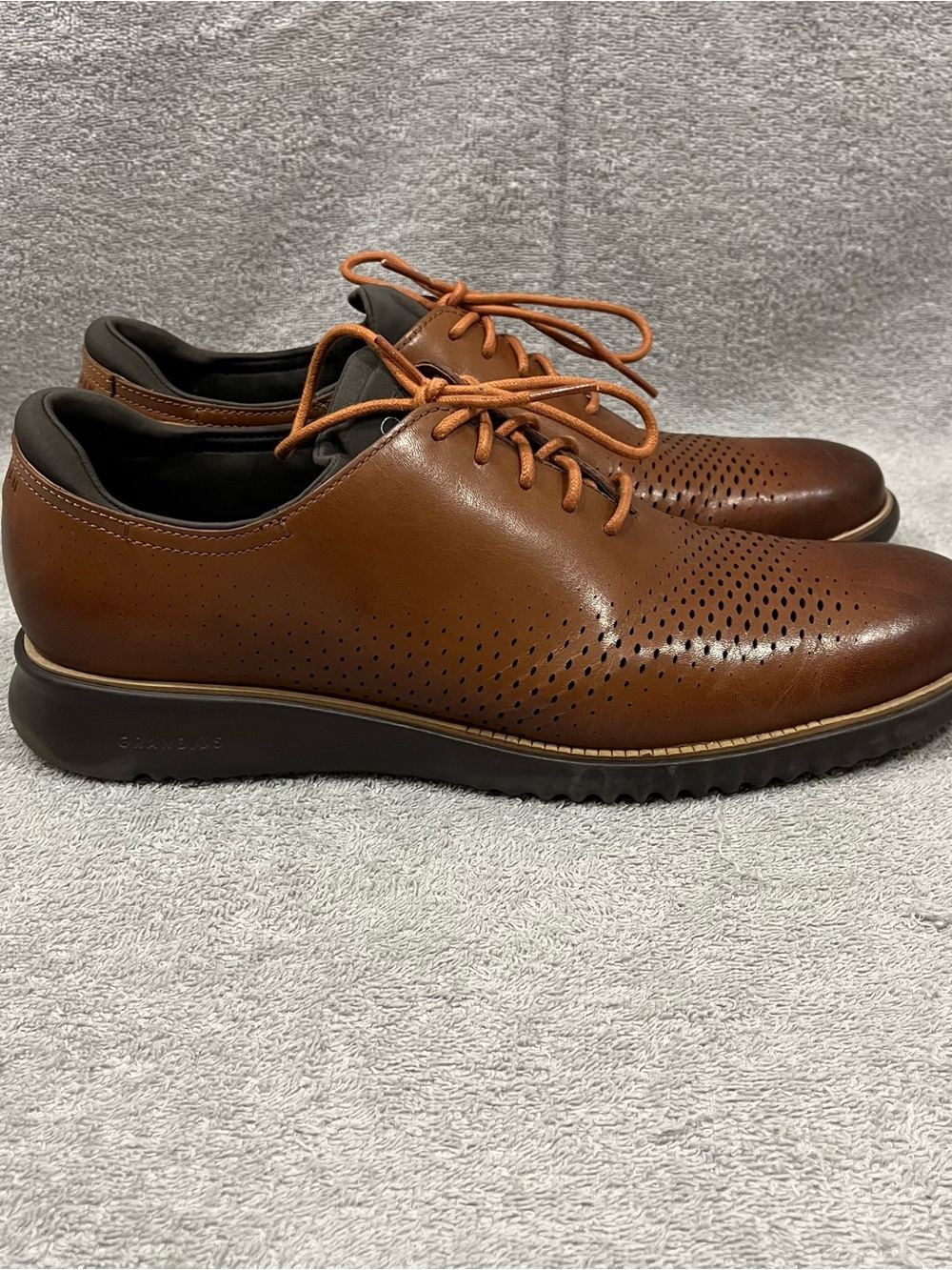 Cole Haan Mens 2.ZEROGRAND Laser Wingtip Oxford Shoes Size 12M British Tan